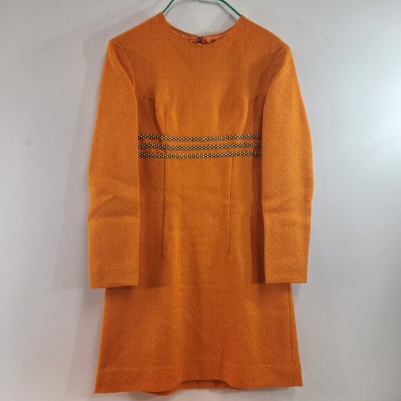 Orange Mod Style Peacoat with Matching Dress Vtg Handmade Womens Extra Small - Picture 2 of 16